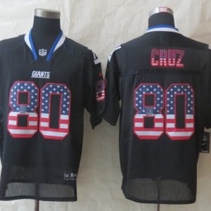2014 New Nike New York Giants 80 Cruz USA Flag Fashion Black Elite Jerseys