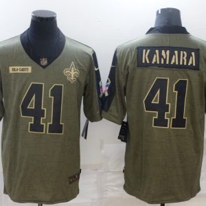 Men's New Orleans Saints #41 Alvin Kamara 2021 Olive Salute To Service Limited Jersey