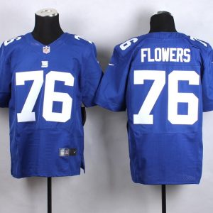 Nike New York Giants #76 Flowers Blue Elite Jersey