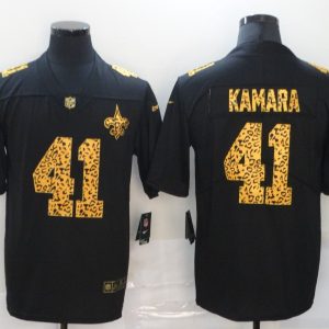 Men's New Orleans Saints #41 Alvin Kamara 2020 Black Leopard Print Fashion Limited Jersey
