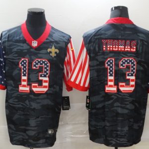 Men's New Orleans Saints #13 Michael Thomas 2020 Camo USA Flag Limited Jersey