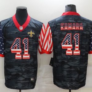 Men's New Orleans Saints #41 Alvin Kamara 2020 Camo USA Flag Limited Jersey