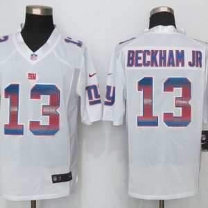 2015 New Nike York Giants 13 Beckham jr White Strobe Limited Jersey