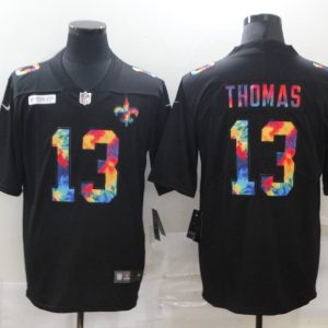 Men's New Orleans Saints #13 Michael Thomas Black Rainbow Limited Jersey