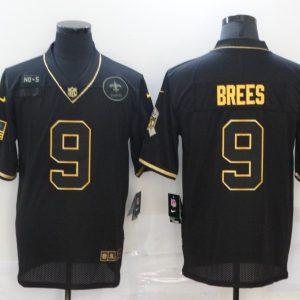 Men's New Orleans Saints #9 Brees 2020 Black/Gold Salute To Service Limited Jersey