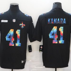 Men's New Orleans Saints #41 Alvin Kamara Black Rainbow Limited Jersey