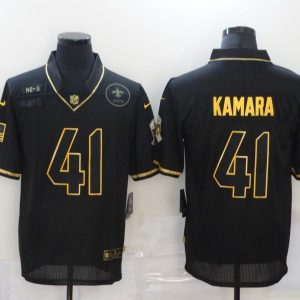 Men's New Orleans Saints #41 Alvin Kamara Black/Gold Salute To Service Limited Jersey