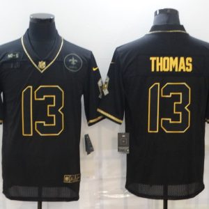 Men's New Orleans Saints #13 Michael Thomas Black/Gold Salute To Service Limited Jersey