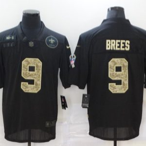 Men's New Orleans Saints #9 Brees Black Camo Salute To Service Limited Jersey
