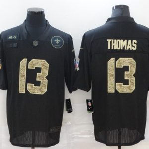 Men's New Orleans Saints #13 Michael Thomas Black Camo Salute To Service Limited Jersey