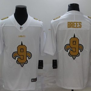 Men's New Orleans Saints #9 Brees White Shadow Logo Limited Jersey