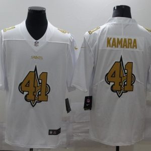 Men's New Orleans Saints #41 Alvin Kamara White Shadow Logo Limited Jersey