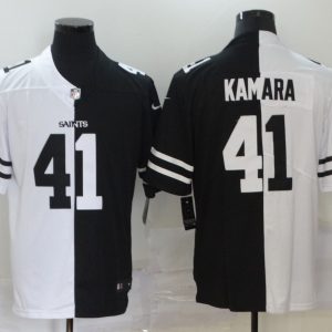 Men's New Orleans Saints #41 Alvin Kamara Black/White Split 2020 Vapor Untouchable Limited Jersey