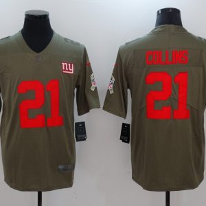 Mens New York Giants #21 Collins Olive Salute to Service Limited Jersey