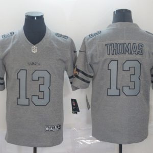 Men's New Orleans Saints #13 Michael Thomas 2019 Gray Gridiron Team Logo Limited Jersey