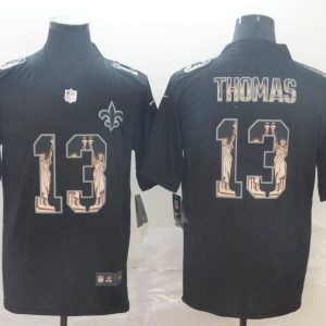 Men's New Orleans Saints #13 Michael Thomas 2019 Black Statue Of Liberty Limited Jersey