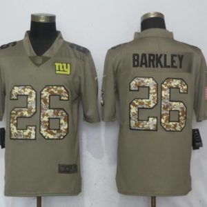 New Nike York Giants #26 Barkley Olive Camo Carson Salute to Service Limited Jersey