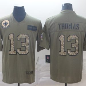 Men's New Orleans Saints #13 Michael Thomas 2019 Olive/Camo Salute To Service Limited Jersey