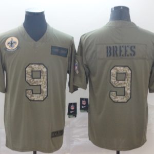 Men's New Orleans Saints #9 Drew Brees 2019 Olive/Camo Salute To Service Limited Jersey