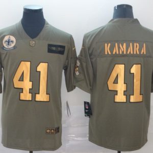 Men's New Orleans Saints #41 Alvin Kamara 2019 Olive/Gold Salute To Service Limited Jersey