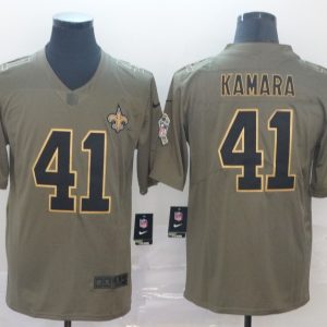 Men's New Orleans Saints#41 Alvin Kamara Olive Salute to Service Limited Jersey
