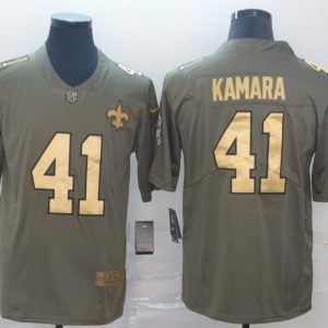 Men's New Orleans Saints#41 Alvin Kamara Gold Anthracite Salute To Service Vapor Limited Jersey