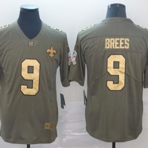 Men's New Orleans Saints #9 Drew Brees Gold Anthracite Salute To Service Vapor Limited Jersey