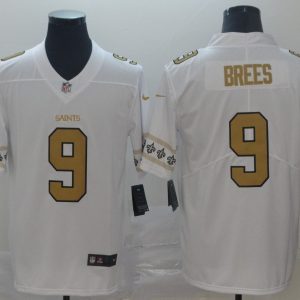 Men's New Orleans Saints #9 Drew Brees White 2019 Team Logo Cool Edition Jersey