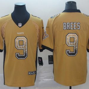 Nike Saints #9 Drew Brees Yellow Drift Fashion Limited Men Jersey