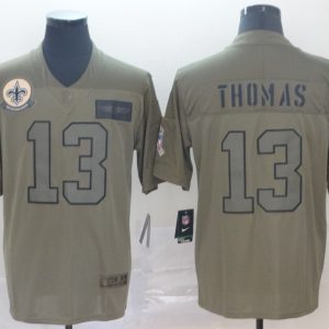 Nike Saints #13 Michael Thomas 2019 Olive Salute To Service Limited Men Jersey