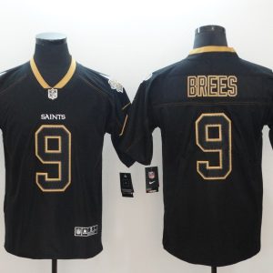 Nike 2018 New Orleans Saints 9 Brees Lights Out Black Color Rush Limited Jersey