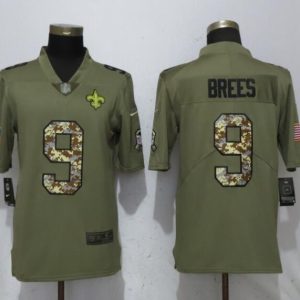 New Nike New Orleans Saints 9 Brees Olive/Camo Carson 2018 Salute to Service Limited Jersey