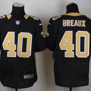 Nike New Orleans Saints #40 Breaux Black Elite Jersey
