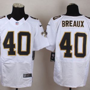 Nike New Orleans Saints #40 Breaux White Elite Jersey