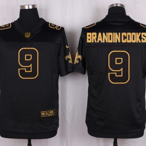 Mens New Orleans Saints #9 Drew Brees Pro Line Black Gold Collection Jersey