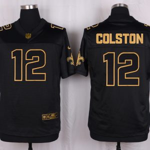 Mens New Orleans Saints #12 Colston Pro Line Black Gold Collection Jersey