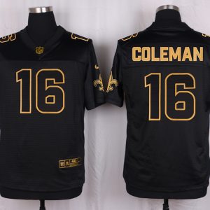 Mens New Orleans Saints #16 Coleman Pro Line Black Gold Collection Jersey