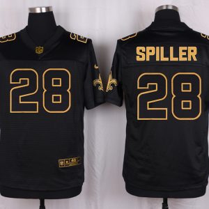 Mens New Orleans Saints #28 Spiller Pro Line Black Gold Collection Jersey