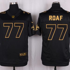 Mens New Orleans Saints #77 Roaf Pro Line Black Gold Collection Jersey