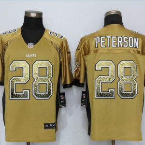 New Nike New Orleans Saints 28 Peterson Drift Fashion Gold Elite Jersey