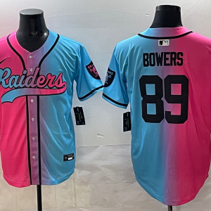 Men's Las Vegas Raiders Raiders #98 Maxx Crosby Pink/Blue Limited Stitched Baseball Jersey