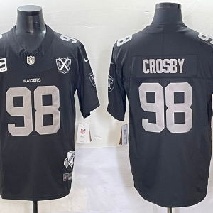 Men's Las Vegas Raiders Raiders #98 Maxx Crosby 2024 Anniversary Patch & C Patch Black Stitched Jersey