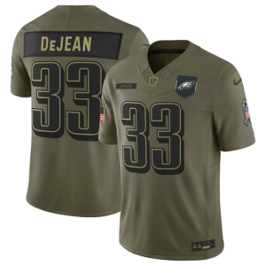 Men's Philadelphia Eagles #33 Cooper DeJean Olive 2025 F.U.S.E. Salute to Service Limited Jersey