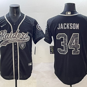 Men's Las Vegas Raiders Raiders #34 Bo Jackson Black Cool Base Stitched Baseball Jersey