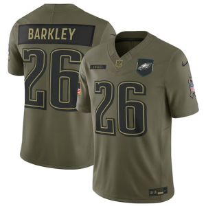 Men's Philadelphia Eagles #26 Saquon Barkley Olive 2025 F.U.S.E. Salute to Service Limited Jersey