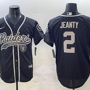 Men's Las Vegas Raiders Raiders #2 Ashton Jeanty Black Cool Base Stitched Baseball Jersey