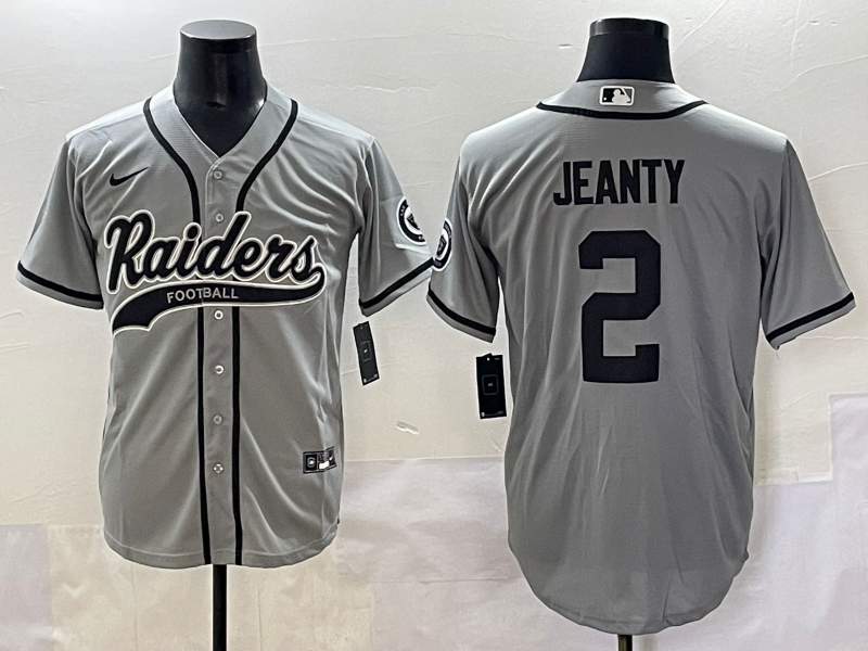 Men's Las Vegas Raiders Raiders #2 Ashton Jeanty Black Cool Base Stitched Baseball Jersey