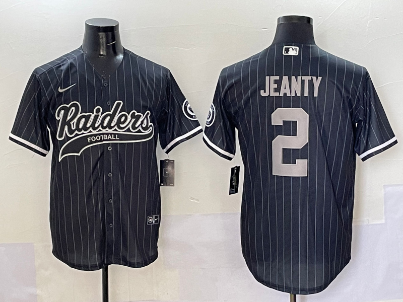Men's Las Vegas Raiders Raiders #2 Ashton Jeanty Black Cool Base Stitched Baseball Jersey