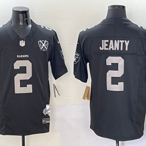 Men's Las Vegas Raiders Raiders #2 Ashton Jeanty Black With Nevada Silver Stat Patch And 65th Jersey