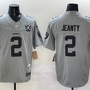 Men's Las Vegas Raiders Raiders #2 Ashton Jeanty Gray 2025 Draft F.U.S.E. With Nevada Silver Stat Jersey